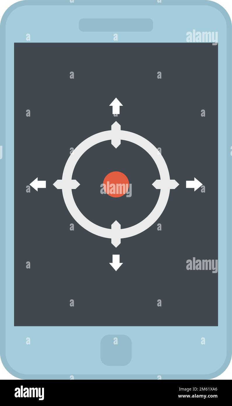 Smartphone gyroscope icon flat vector. Phone accelerometer. Mobile