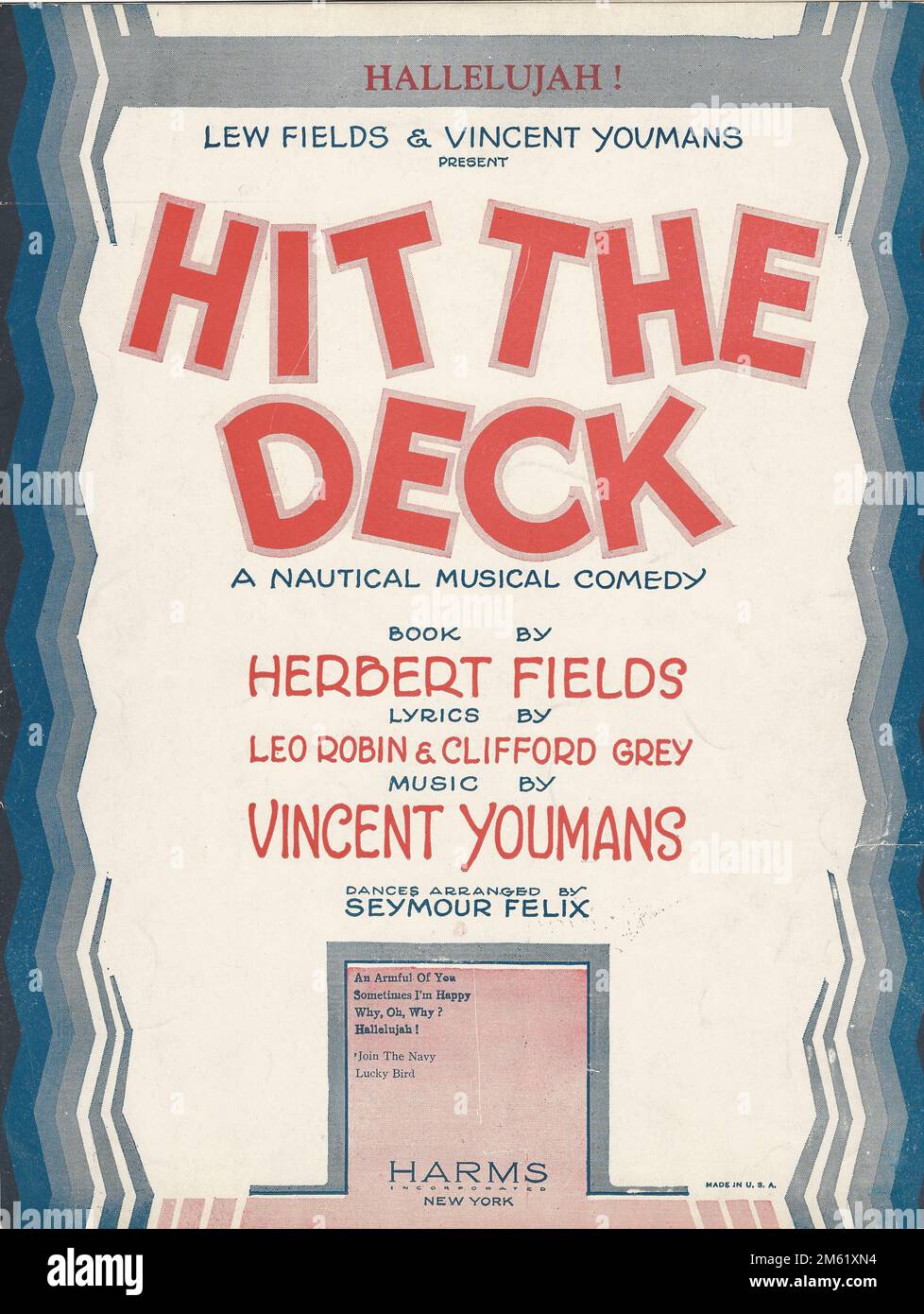 "Hit the Deck" 1927 Vincent Youmans Musical Sheet Music Cover Stock