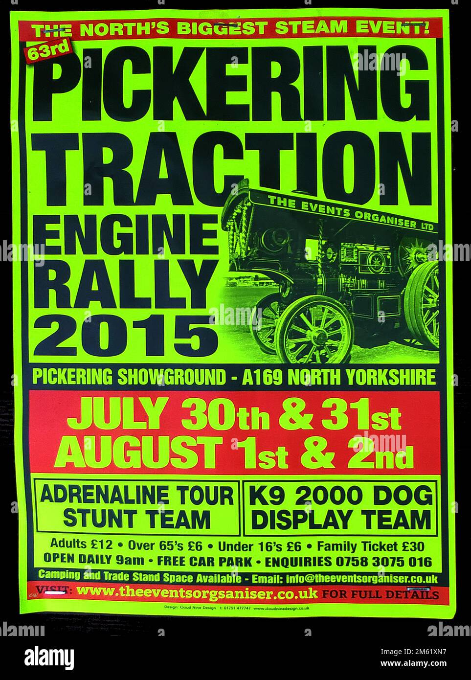 A poster for the 2015 Pickering traction engine Rally, North Yorkshire, UK. Stock Photo