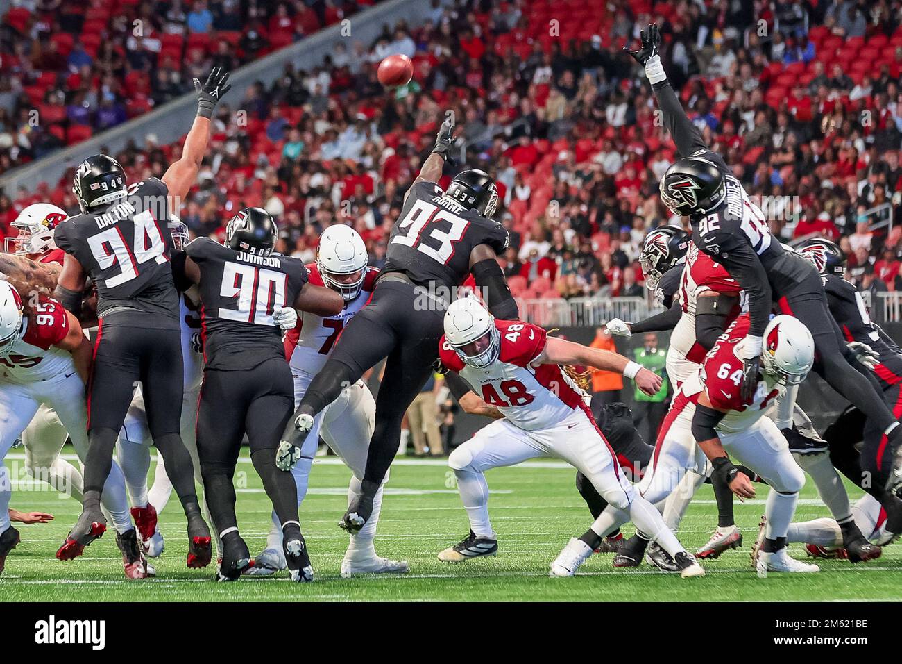 Atlanta, Georgia, USA. 27th Aug, 2022. Atlanta Falcons Kaleb McGary (76)  leaves the field after the preseason game against the Atlanta Falcons at  Mercedes-Benz Stadium. (Credit Image: © Debby Wong/ZUMA Press Wire)