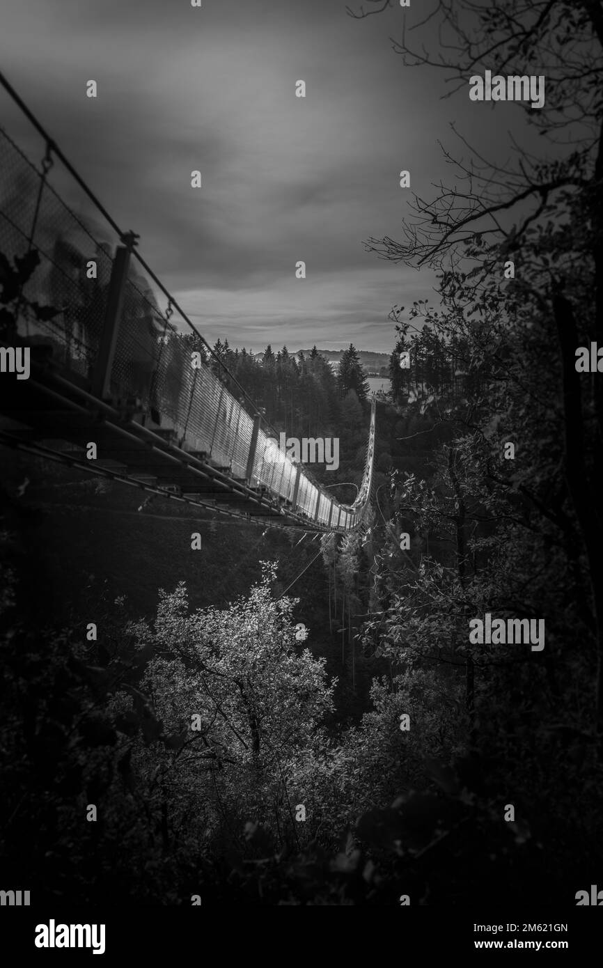 Suspension bridge footbridge Black and White Stock Photos & Images - Alamy