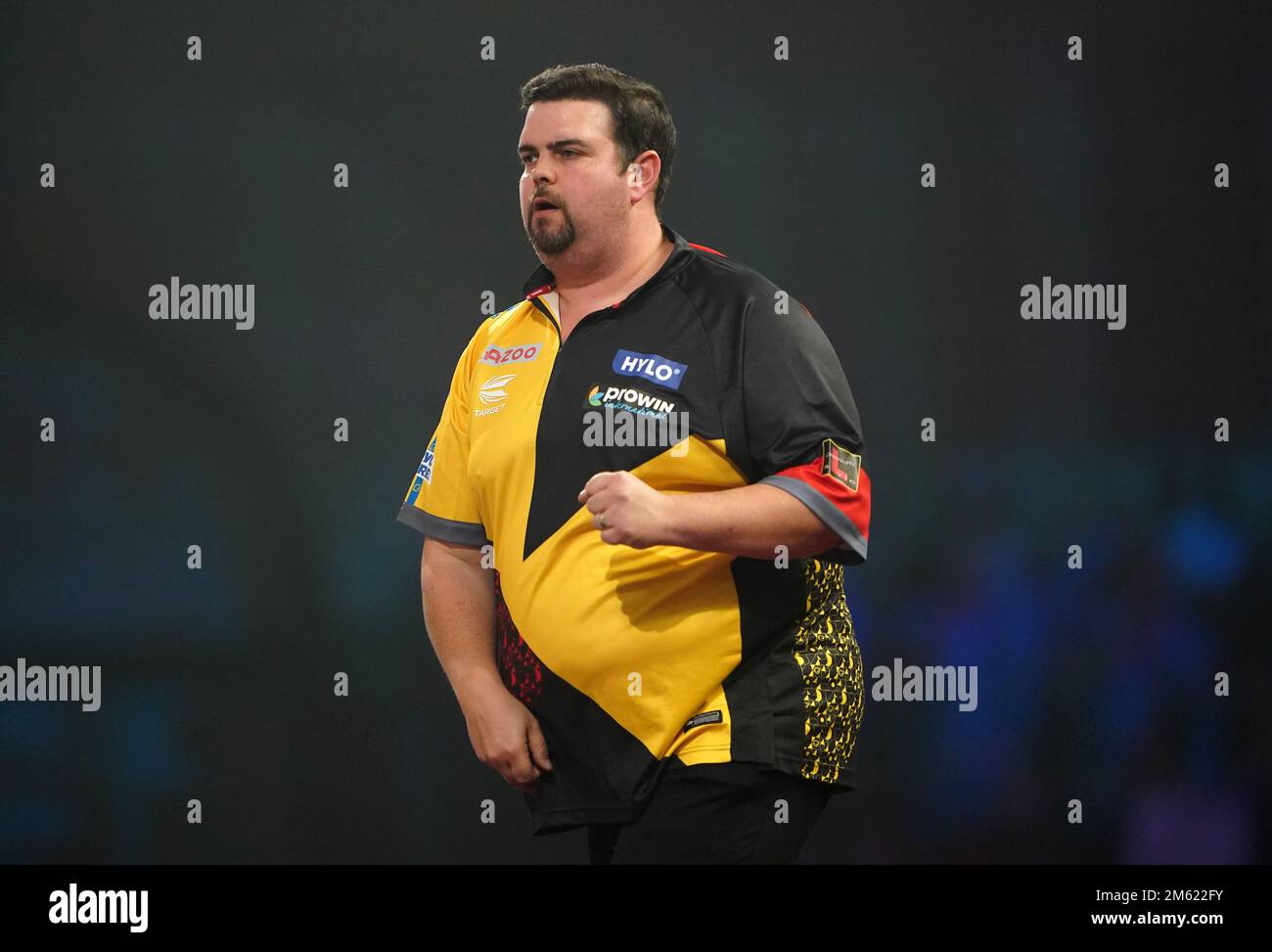 Gabriel Clemens in action against Gerwyn Price during day fourteen of