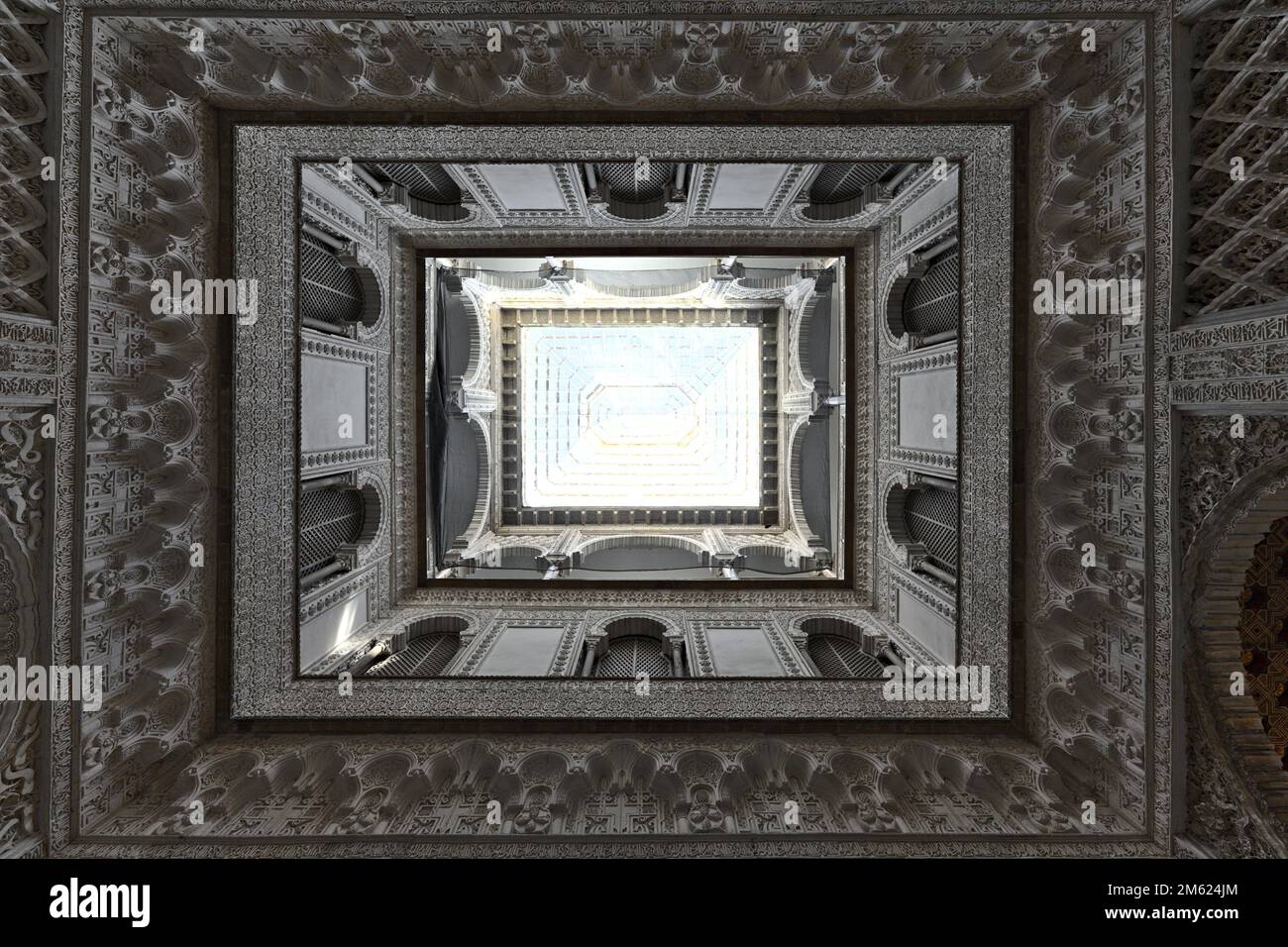 Creative shot at the ceiling of the Alkazar of Seville Stock Photo