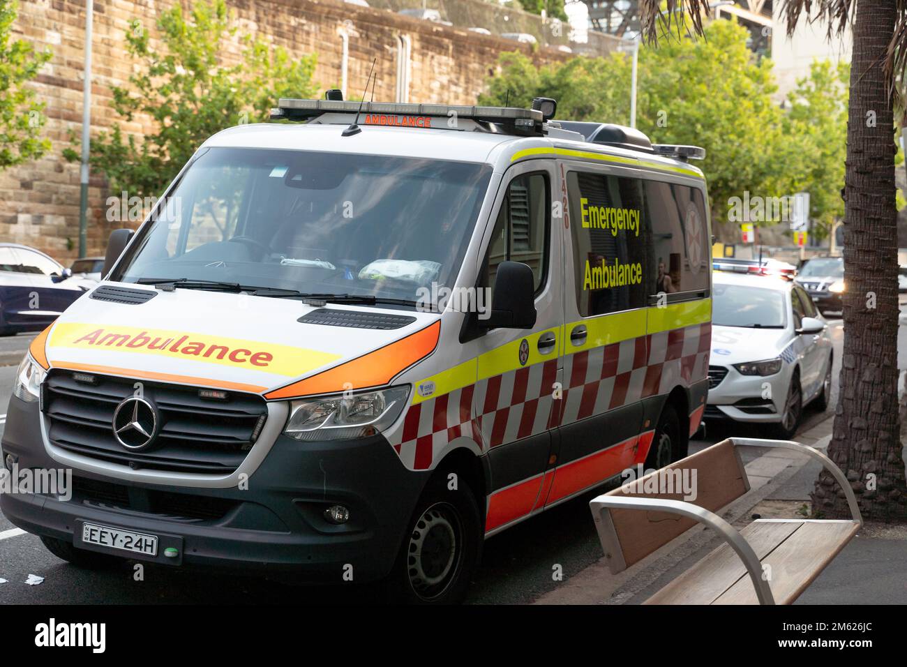 Emergency Ambulance and Police arrived at an apartment building to