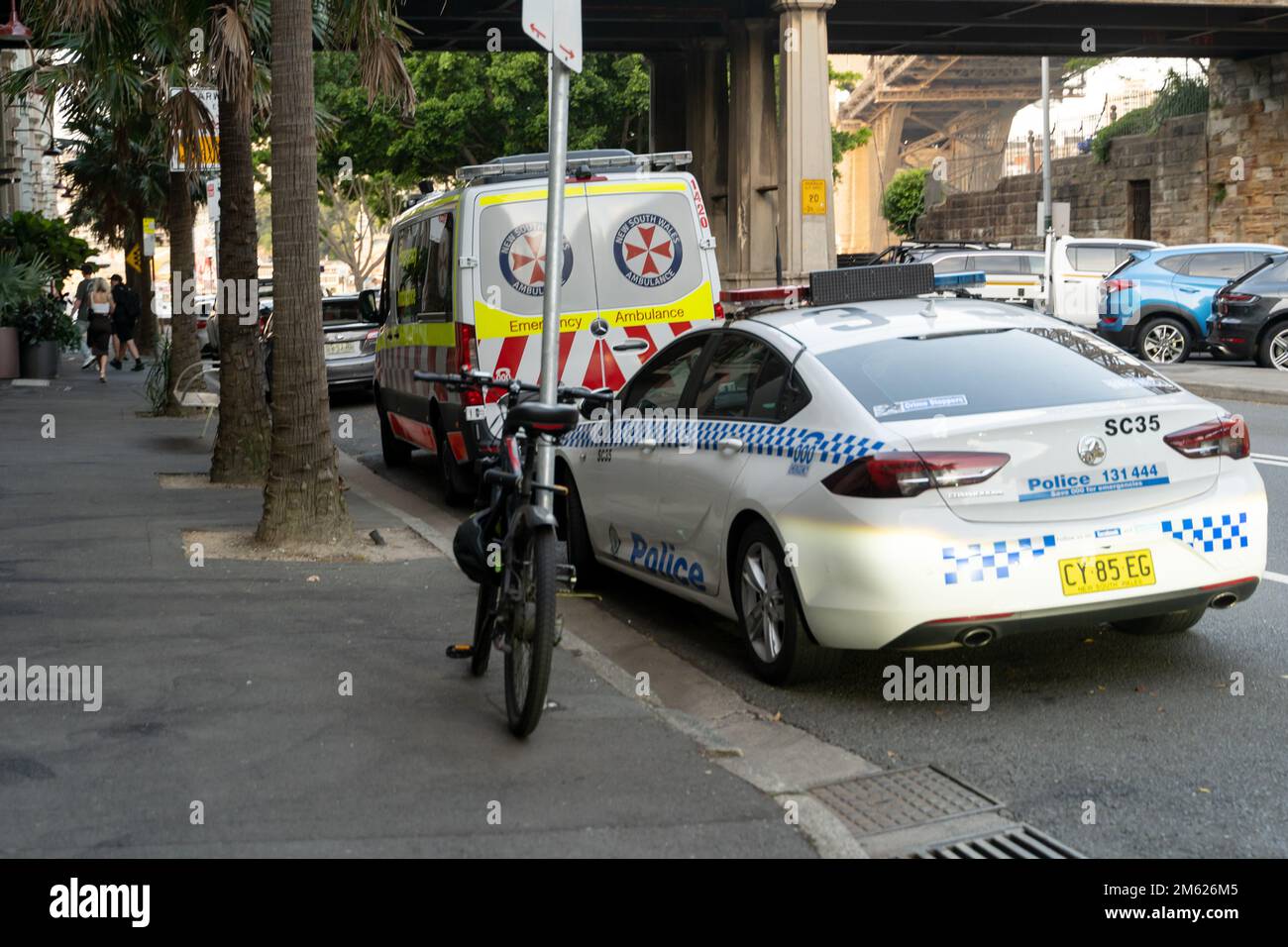 Emergency Ambulance and Police arrived at an apartment building to