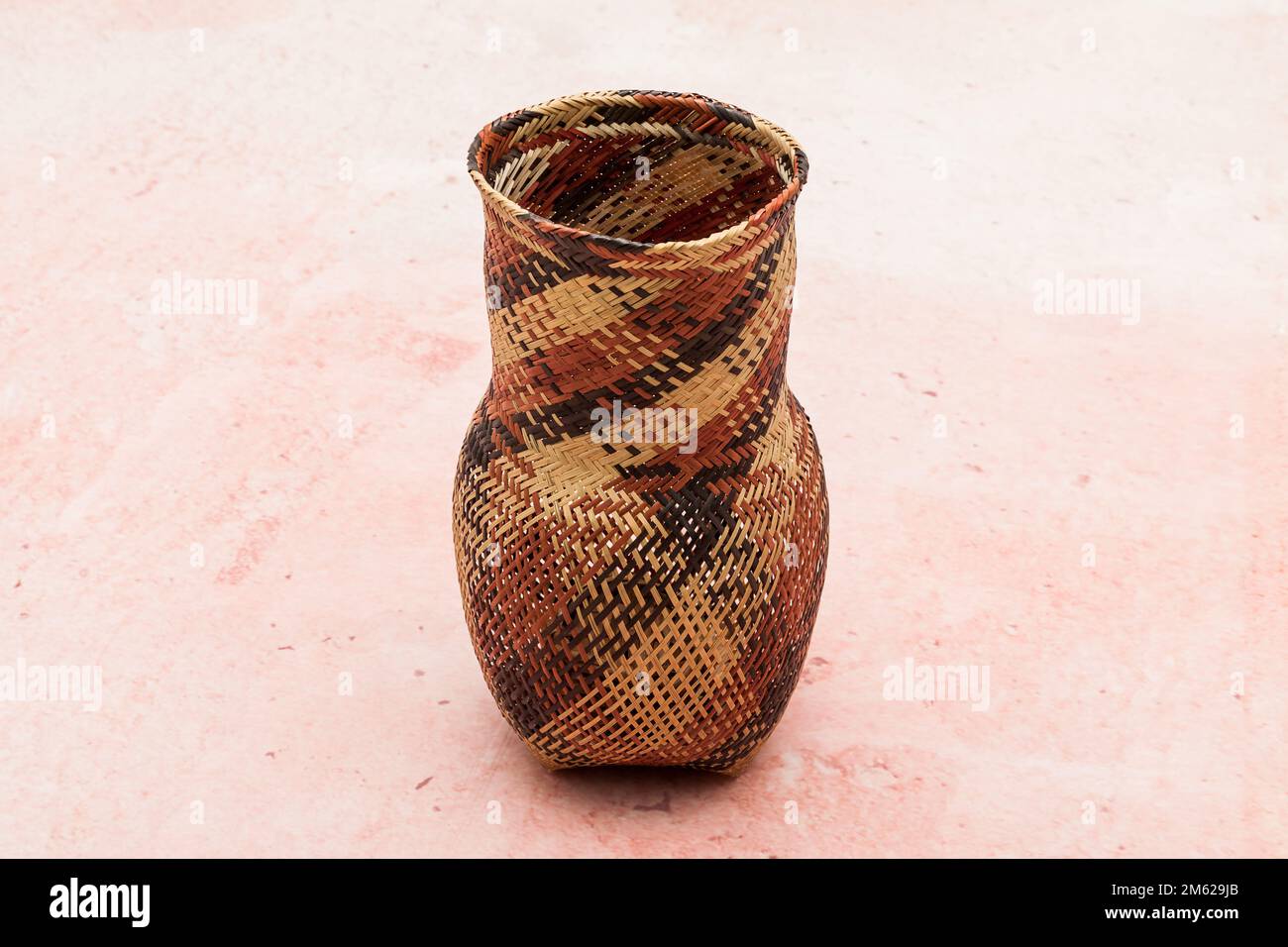 Crafts; Basket handmade With Wicker. Stock Photo