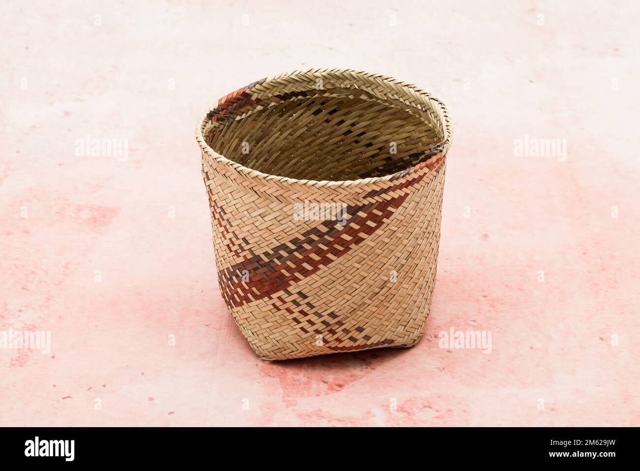 Crafts; Basket handmade With Wicker. Stock Photo
