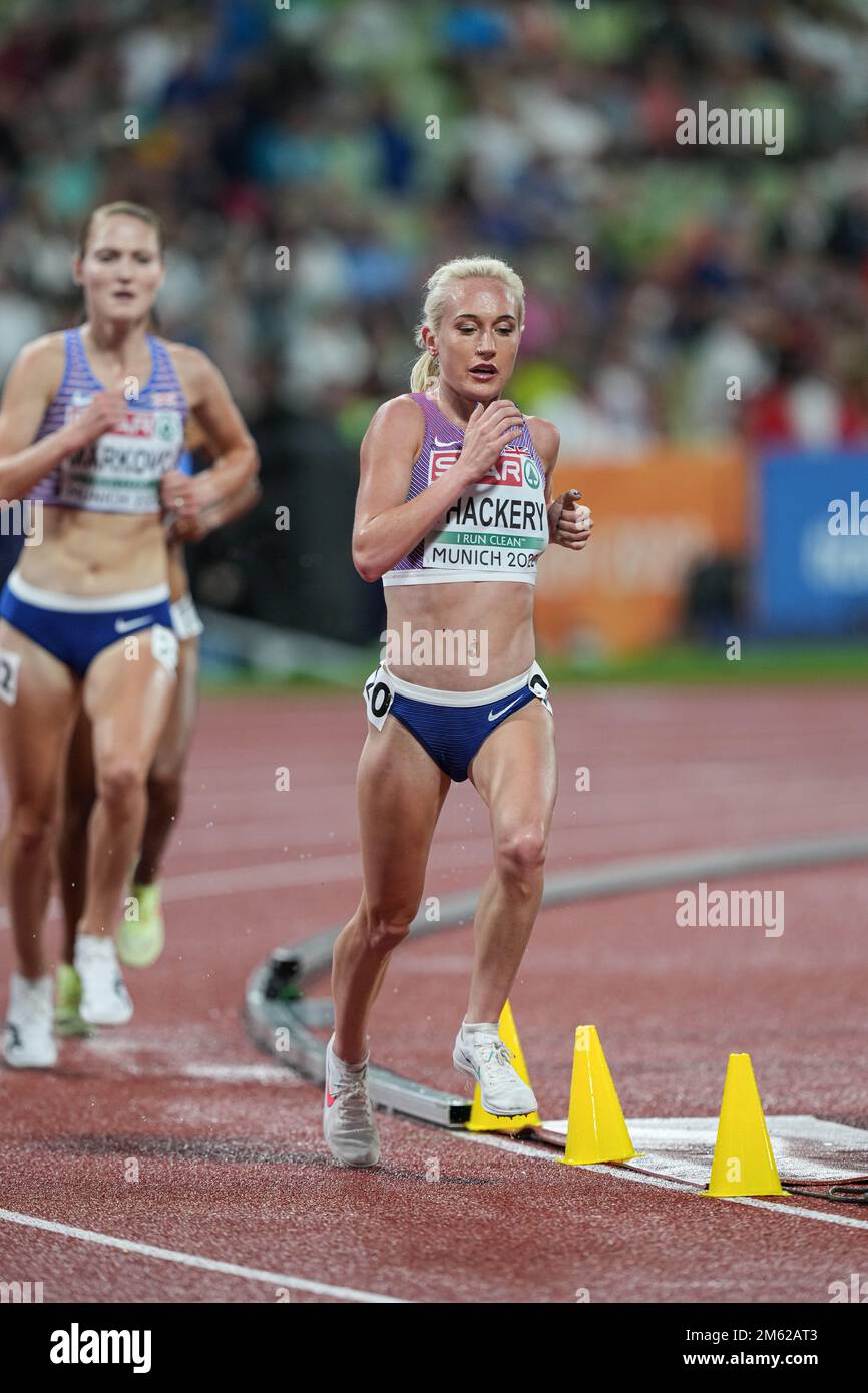 Calli Thackery participating in the 5000 meters at the European