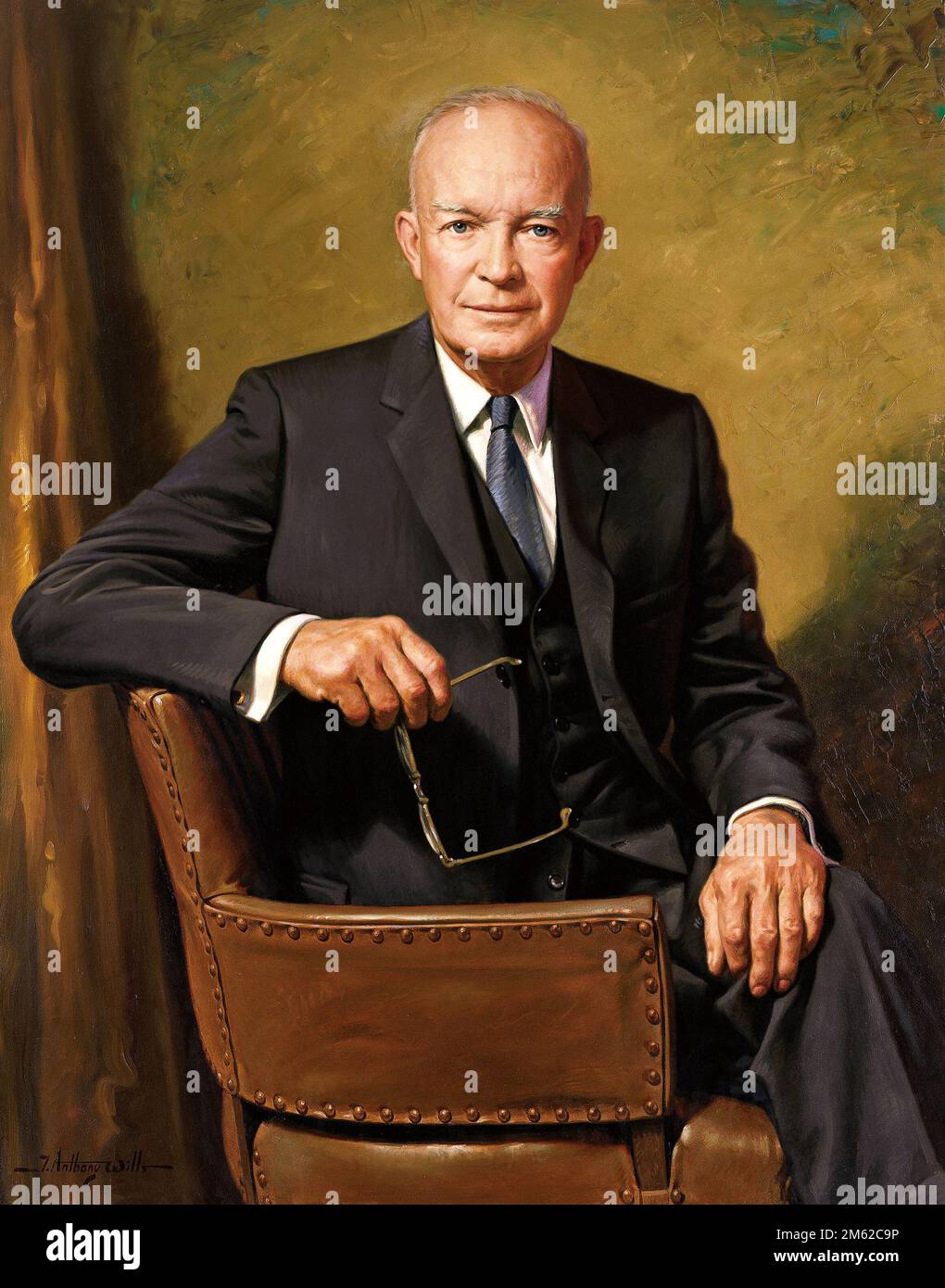 Dwight D. Eisenhower. White House portrait painted by James Anthony Wills 1967 Dwight D. Eisenhower. White House portrait painted by James Anthony Wills 1967 Stock Photo