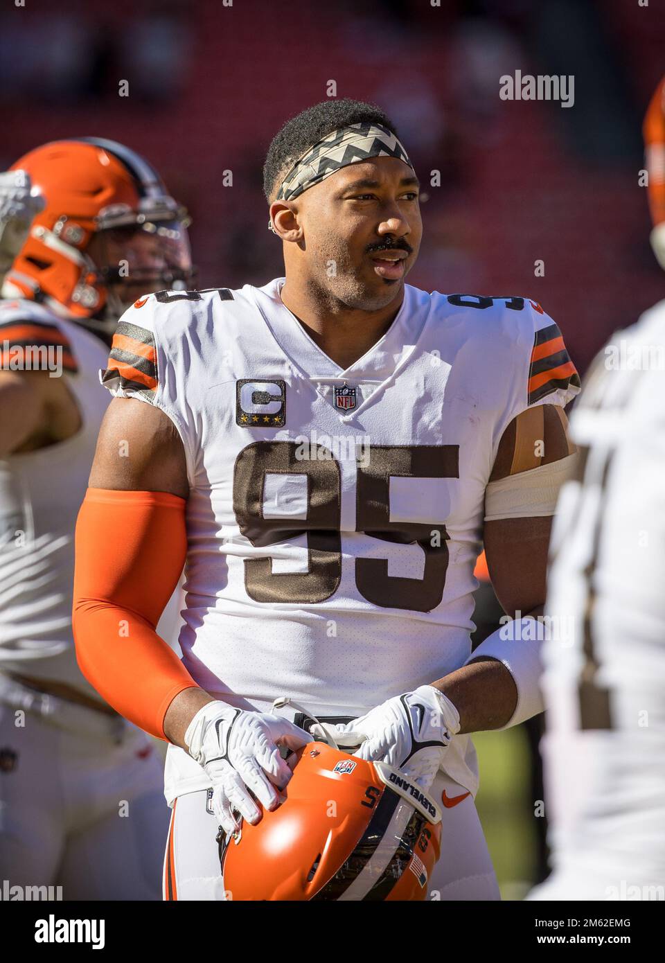 January 1, 2023 : Cleveland Browns defensive end Myles Garrett (95) in  action before the game against the Washington Commanders in Landover, MD.  Photographer: Cory Royster (Credit Image: Â© Cory Royster/Cal Sport