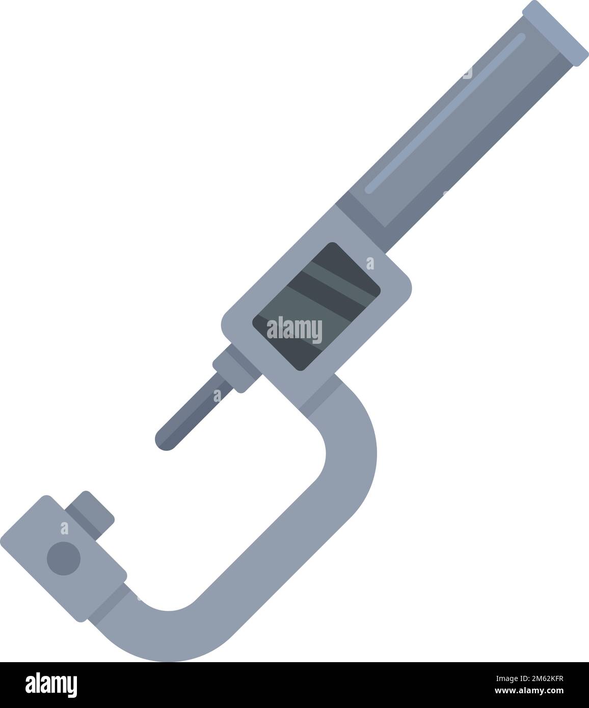 Technical micrometer icon flat vector. Vernier caliper. Screw