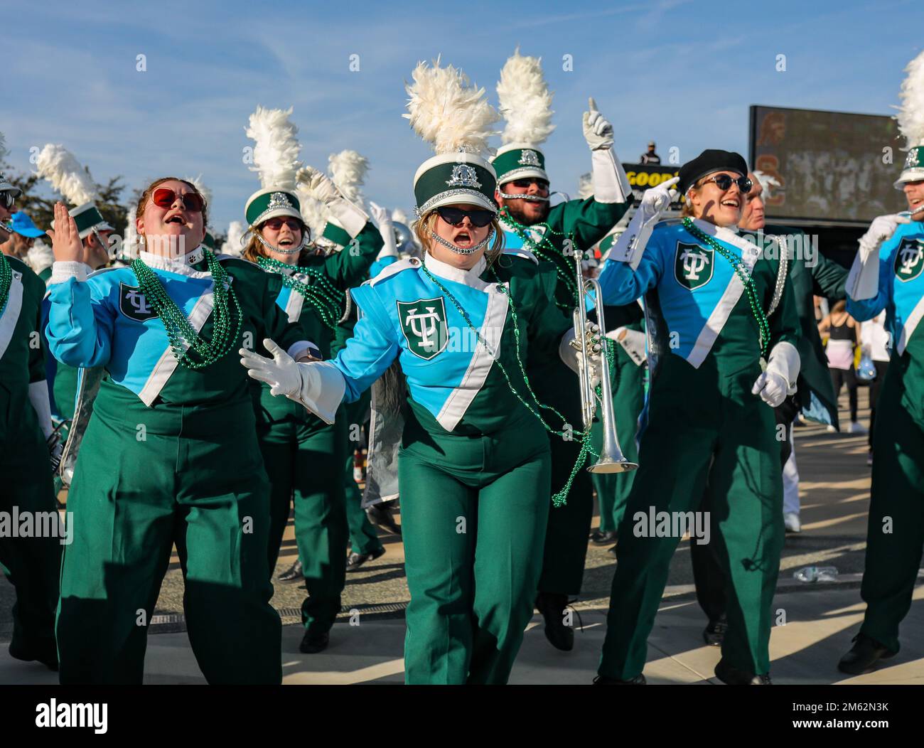 January 1, 2023 The Tulane University Marching Band dances to the DJ's