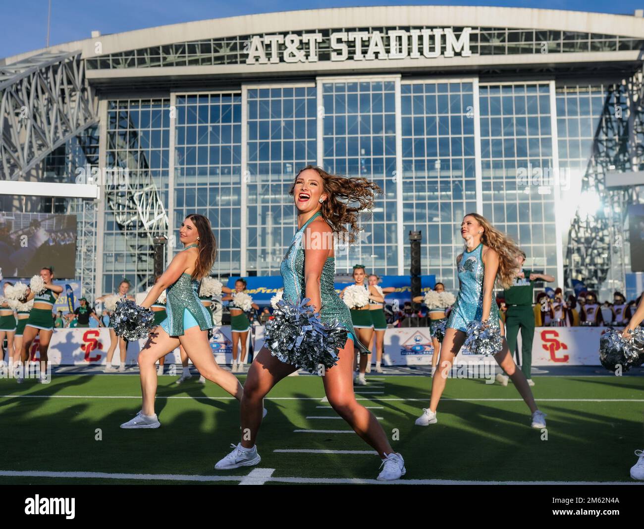 Dallas, TX, USA. 1st Jan, 2023. The Tulane Shockwae dance team performs
