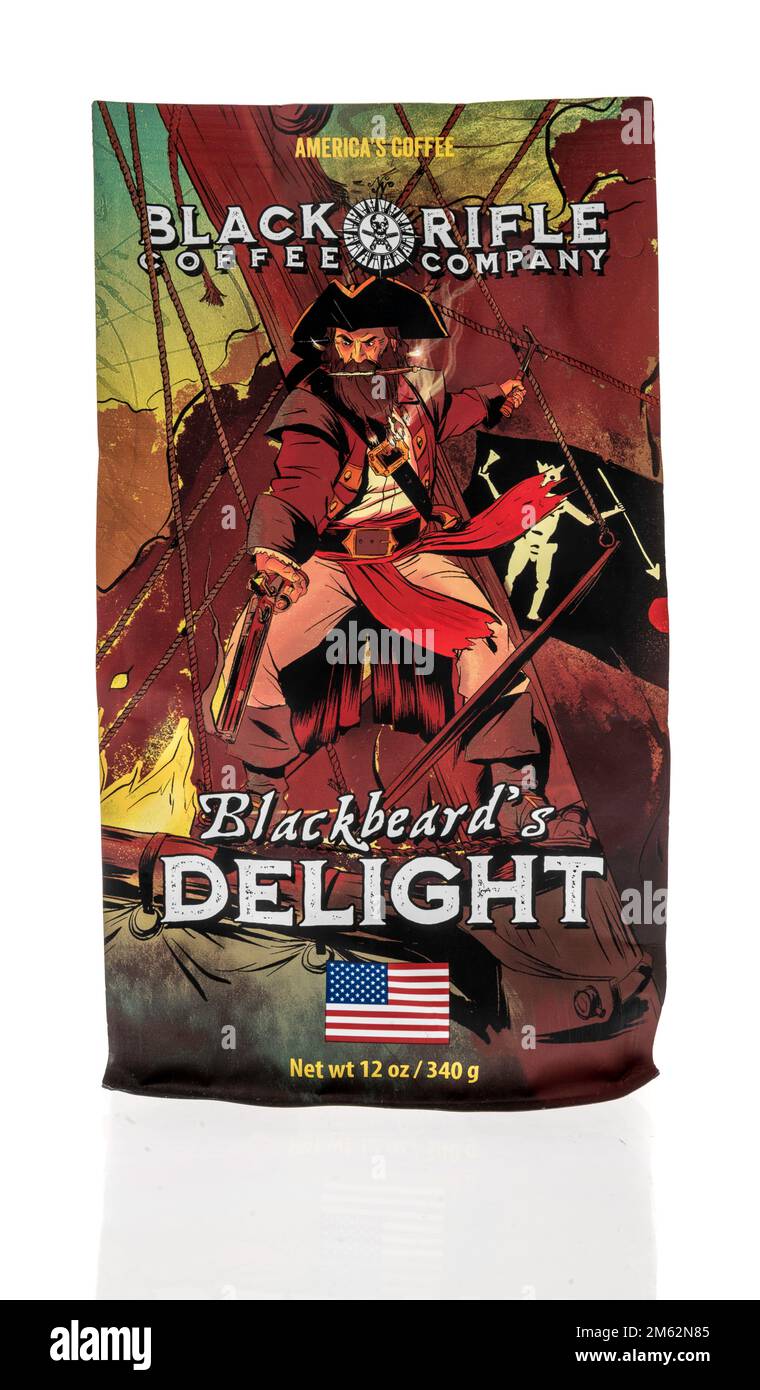 Winneconne, WI - 12 December 2022: A package of Black rifle coffee company blackbeards delight on an isolated background. Stock Photo