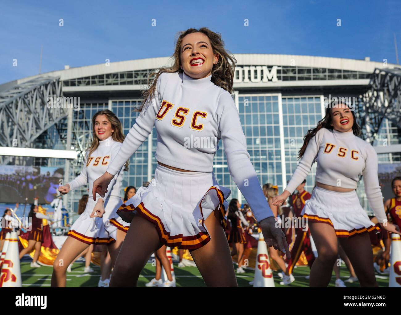 January 1, 2023 A USC Song Girl dances during the 2023 Goodyear Cotton