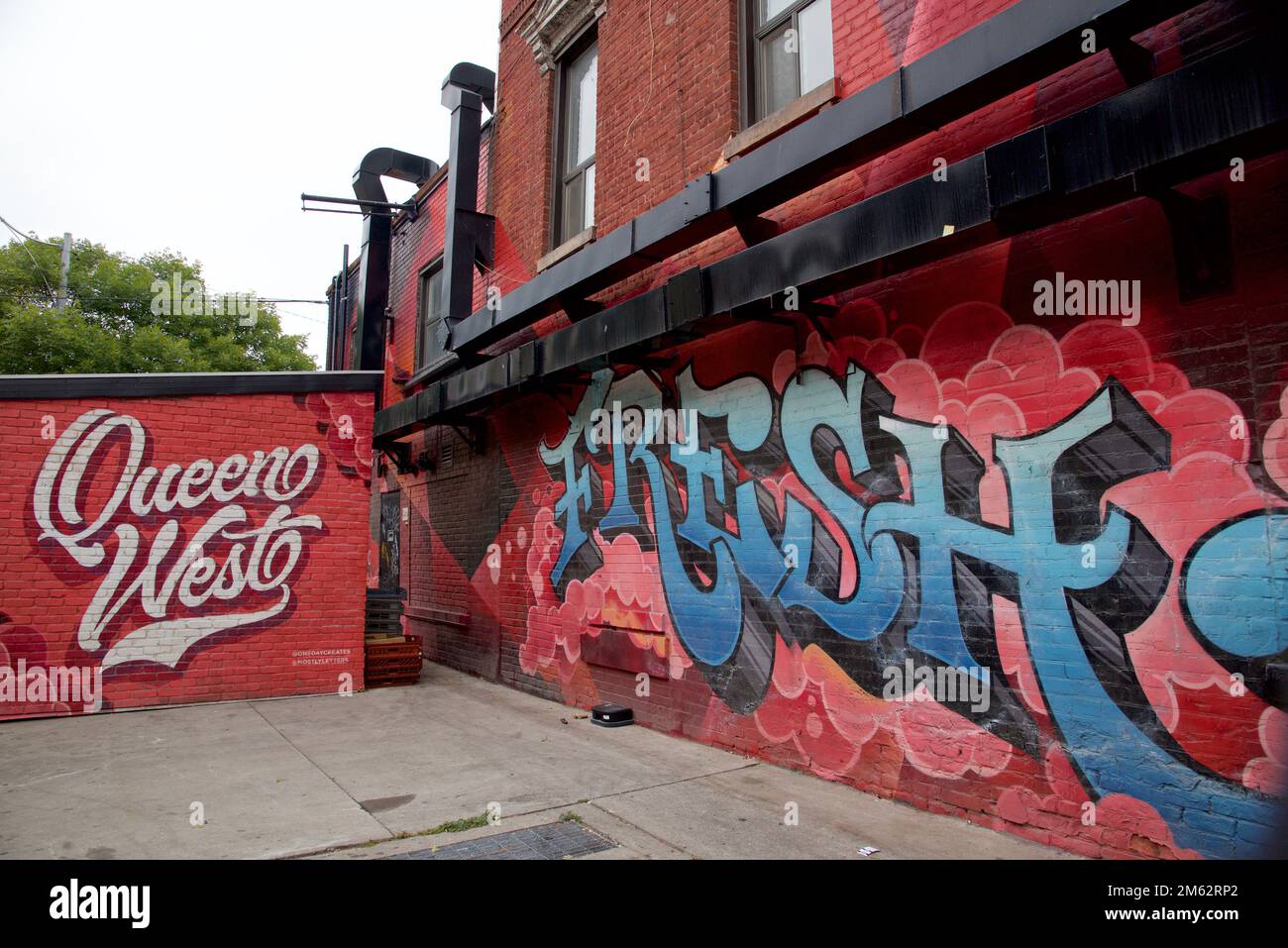 Colourful graffiti on the wall in the side street in Toronto, Ontario, Canada Stock Photo