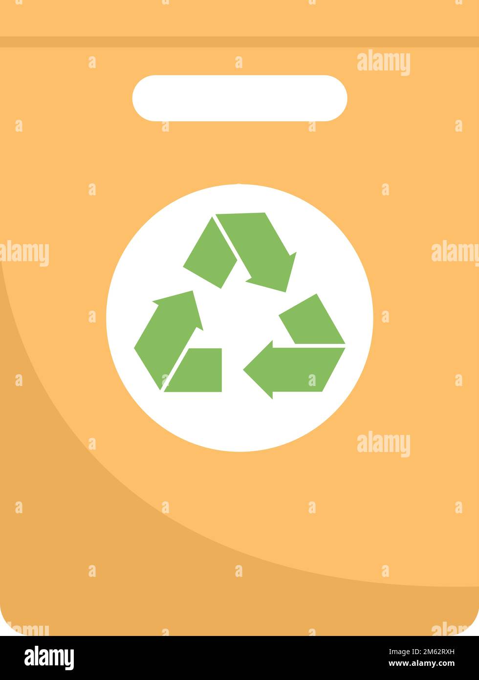 Paper recycle bag icon flat vector. Eco fabric. Handle paper bag