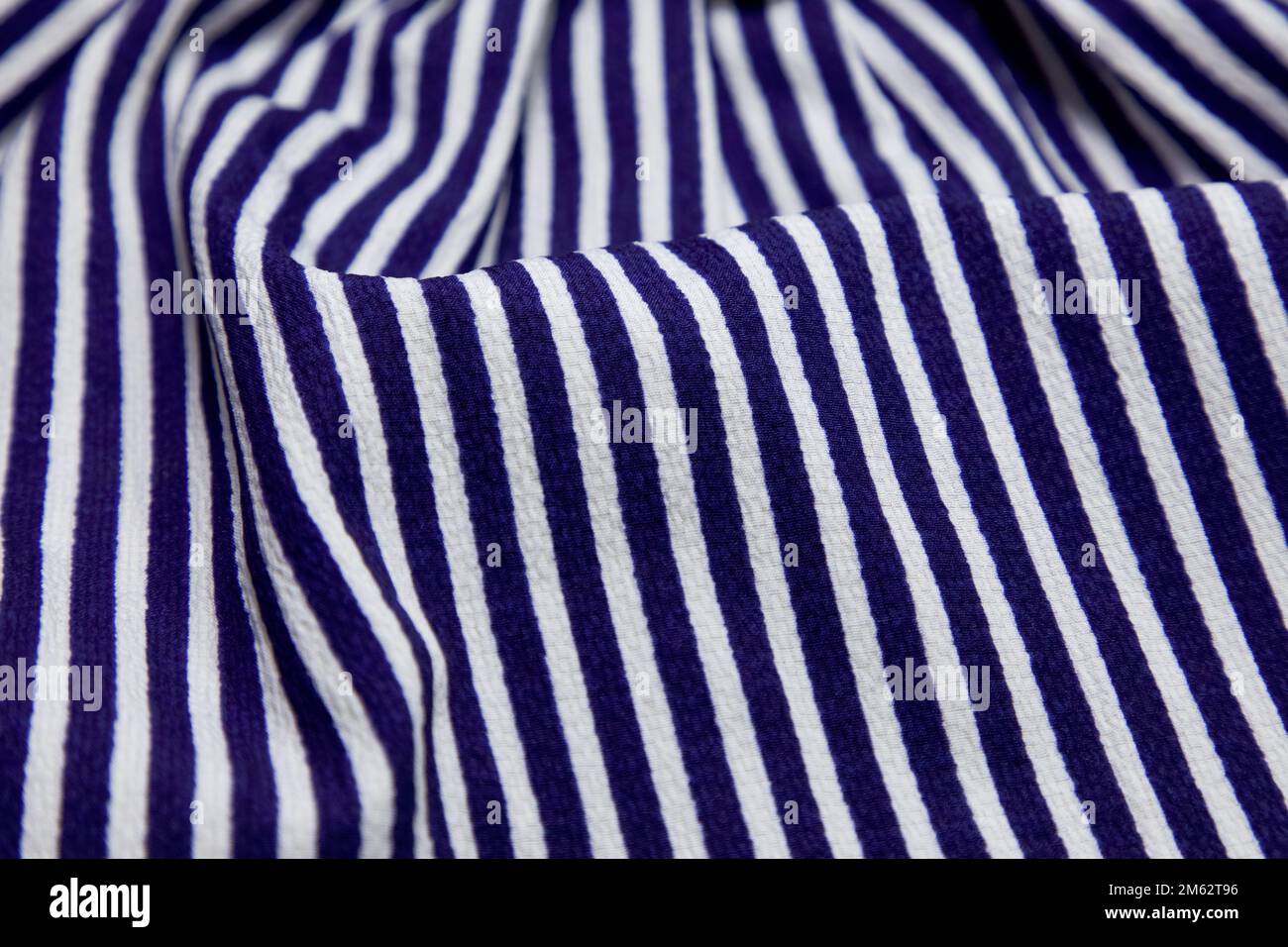 Stripe fabric. Blue and white stripes fabric background texture. Stock Photo