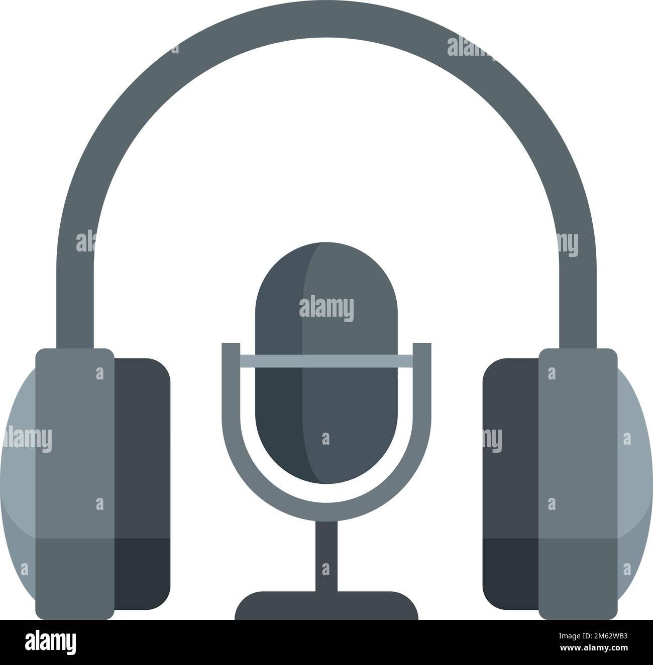 Stream mic headphone icon flat vector. Live video. Online stream isolated Stock Vector
