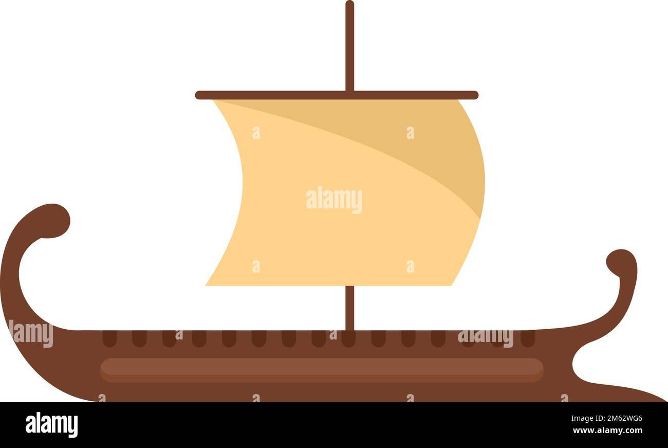 Ancient greek ship icon flat vector. Trireme boat. Roman vessel isolated Stock Vector