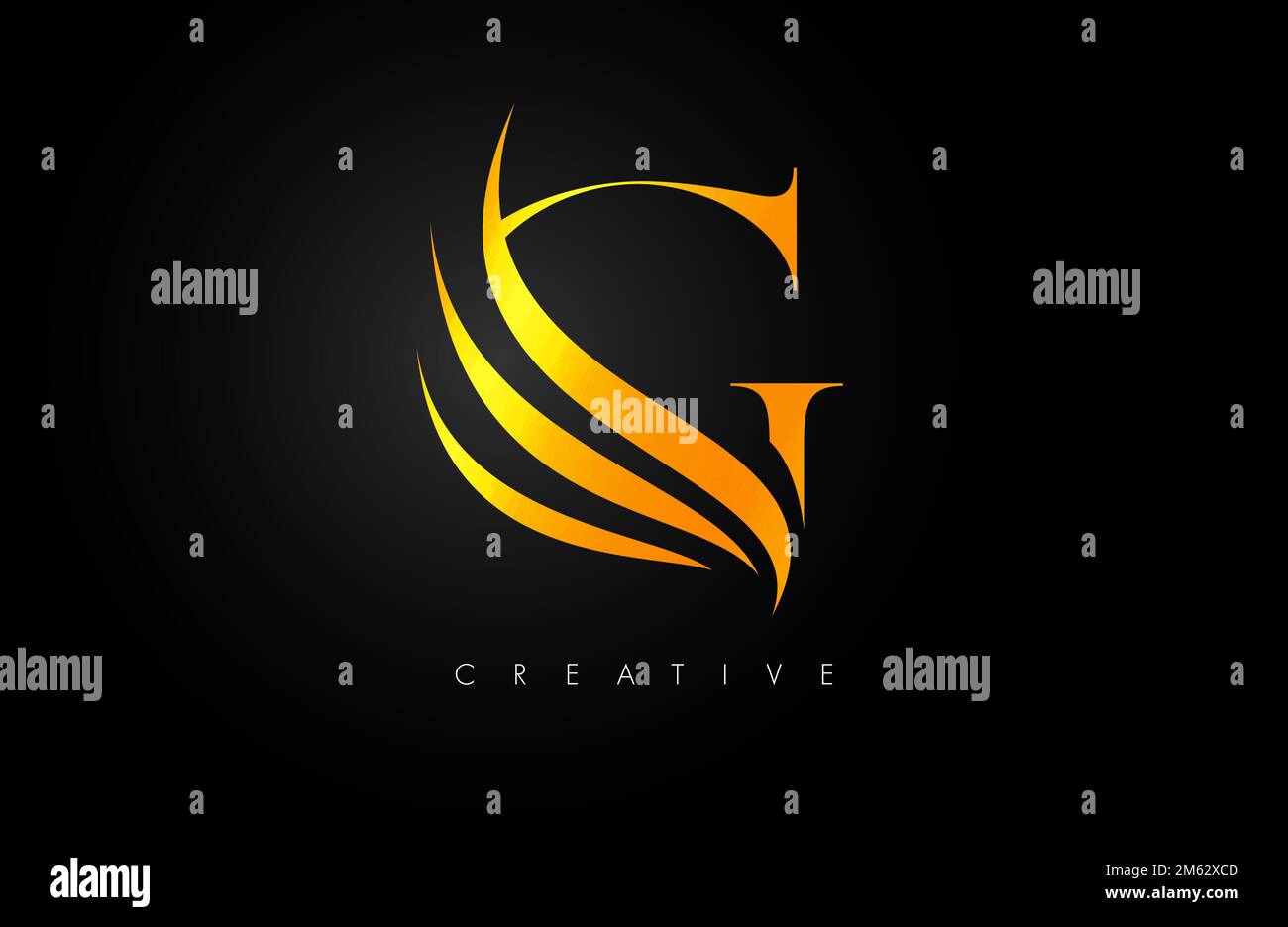 Golden Elegant Letter G logo with Swoosh Wing Design Icon Vector. G ...