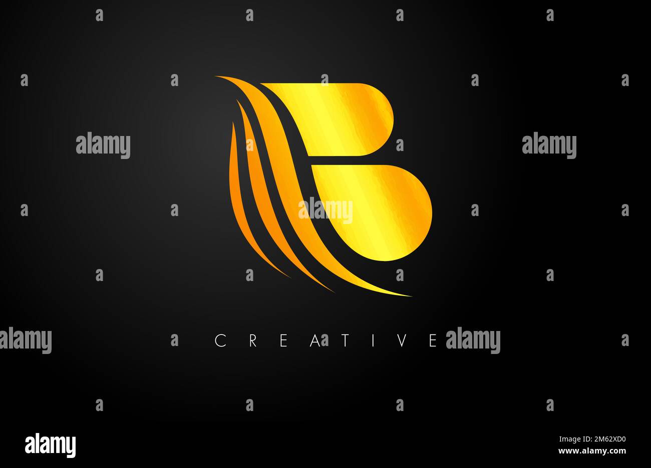 Golden Elegant B letter Logo with Creative Swoosh and Minimalistic ...