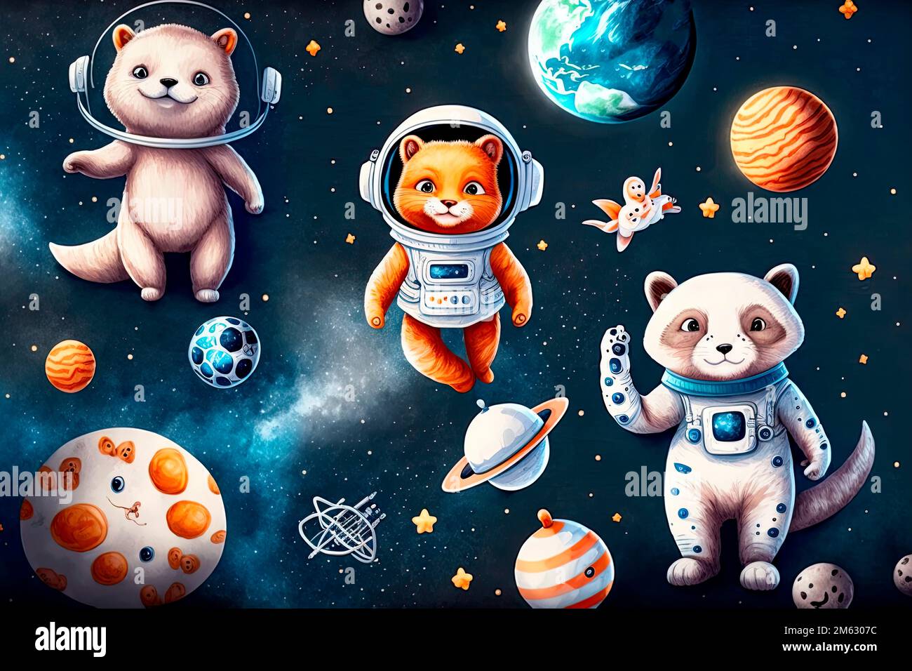 Cartoon illustration funny astronaut in hi-res stock photography and ...