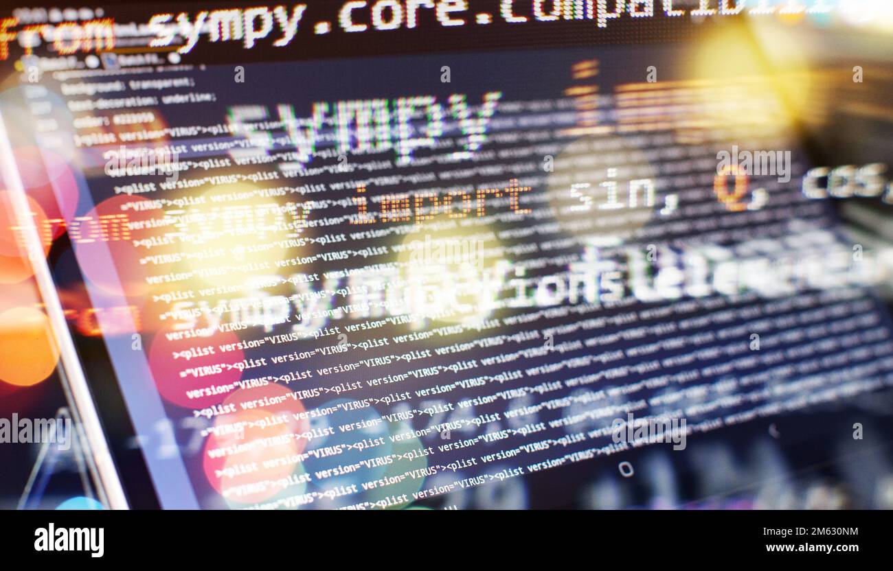 Code of web page displayed on a computer monitor Stock Photo