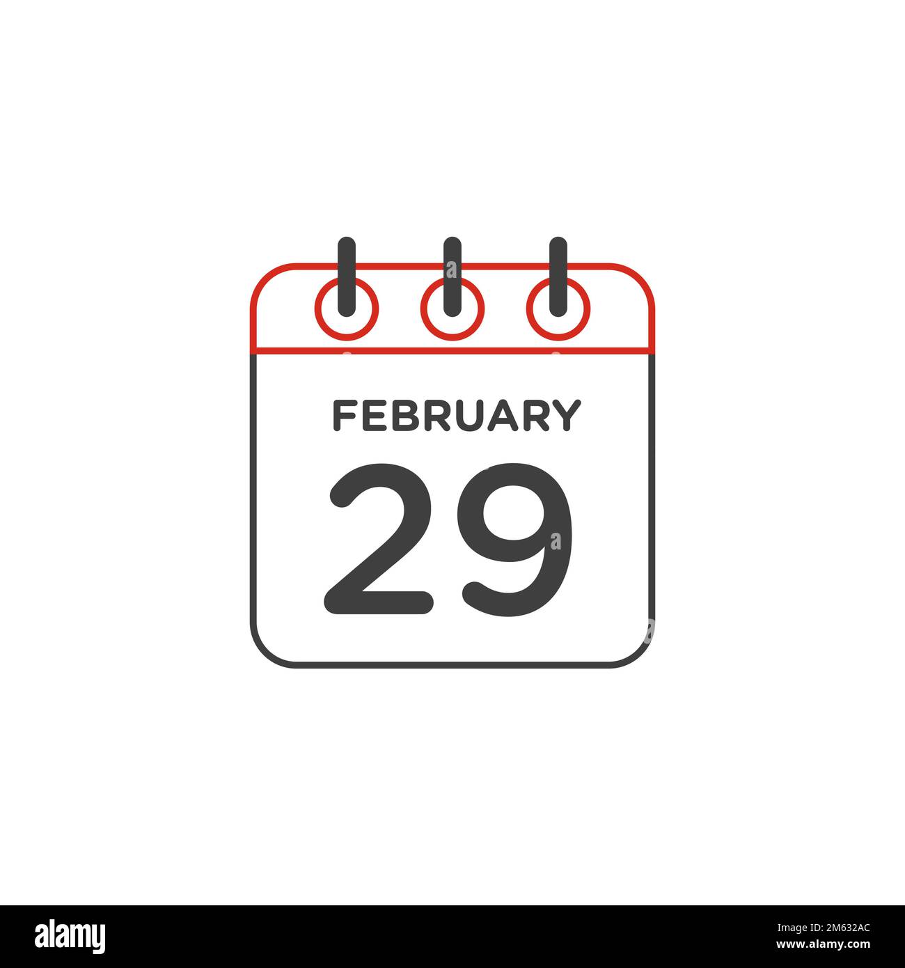 line icon calendar february 29th design vector isolated on white