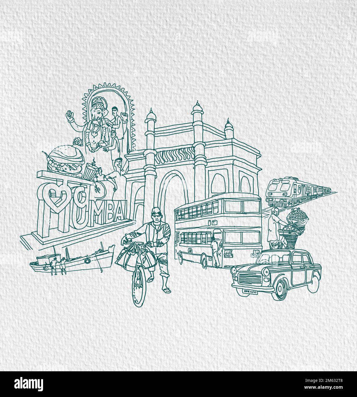 Mumbai Gateway Skyline: Over 308 Royalty-Free Licensable Stock  Illustrations & Drawings | Shutterstock