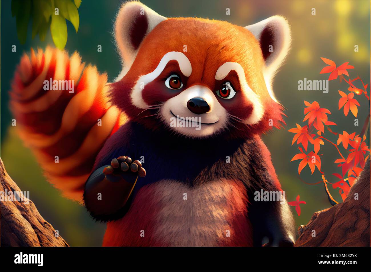 Giant Red Panda-- The red panda symbolizes compromise, patience, and  gentleness. This fluffy creature was created by generative AI in his  natural habi Stock Photo - Alamy