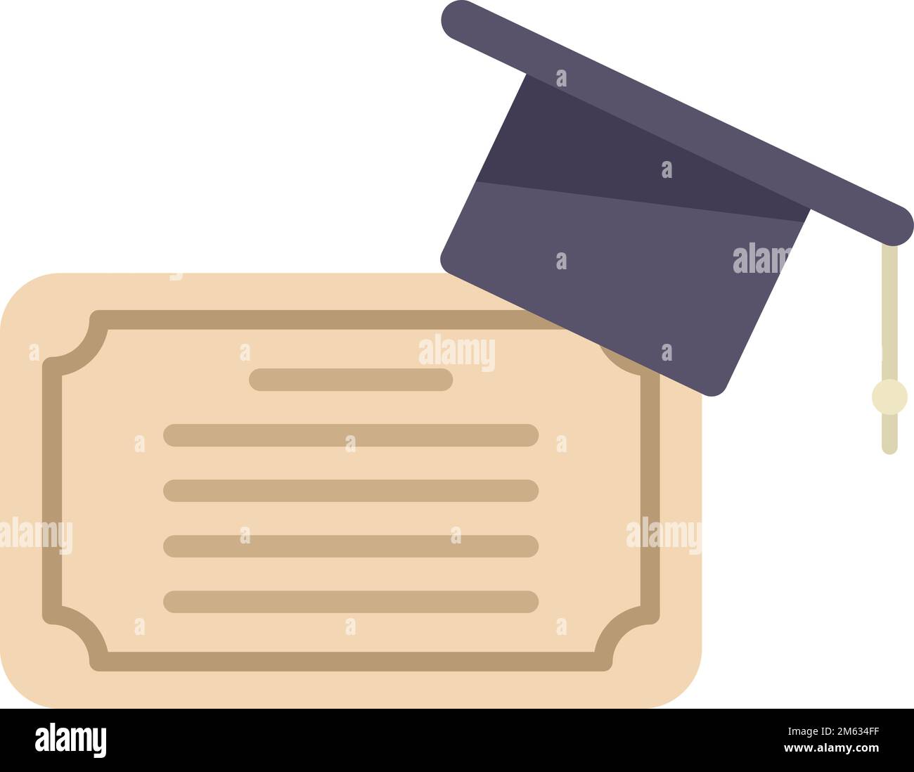 Academic graduation icon flat vector. Book study. Work test isolated Stock Vector