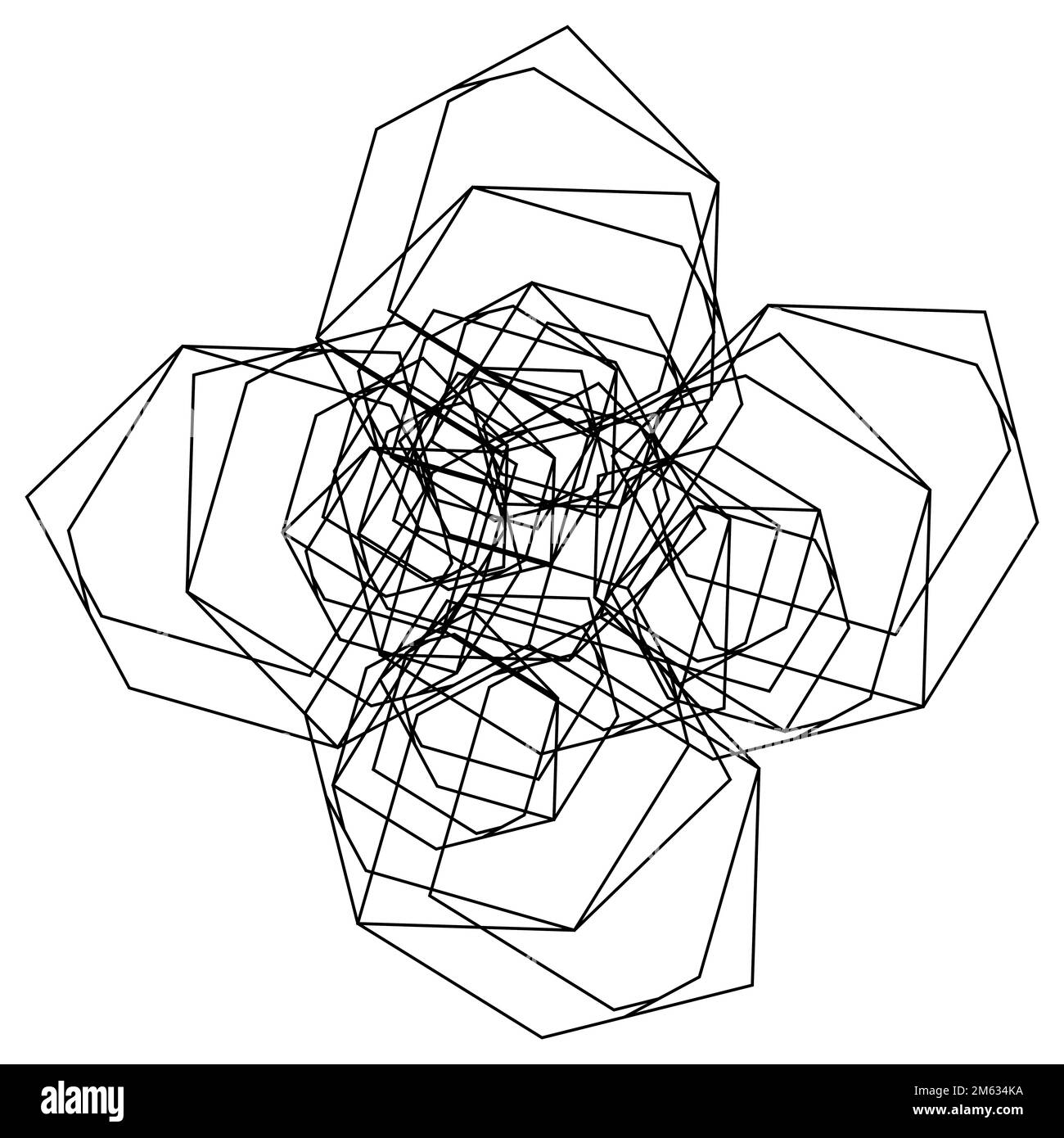 An intricate black and white mandala features complex geometric star ...
