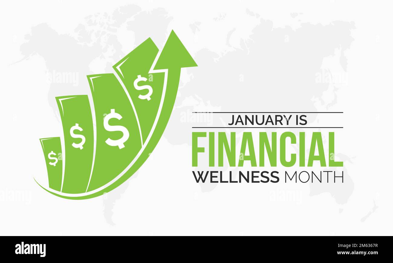 Vector banner template design concept of Financial Wellness Month observed on every January Stock Vector