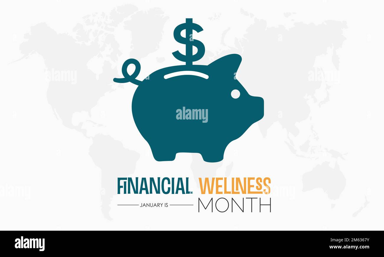 Vector banner template design concept of Financial Wellness Month observed on every January Stock Vector