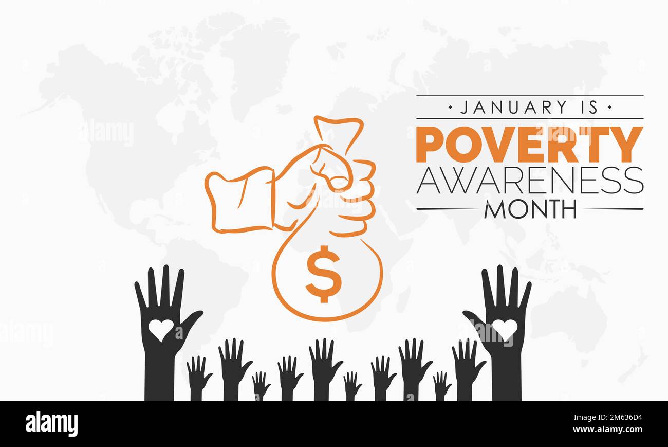 Vector banner template design concept of Poverty Awareness Month observed on every January Stock Vector