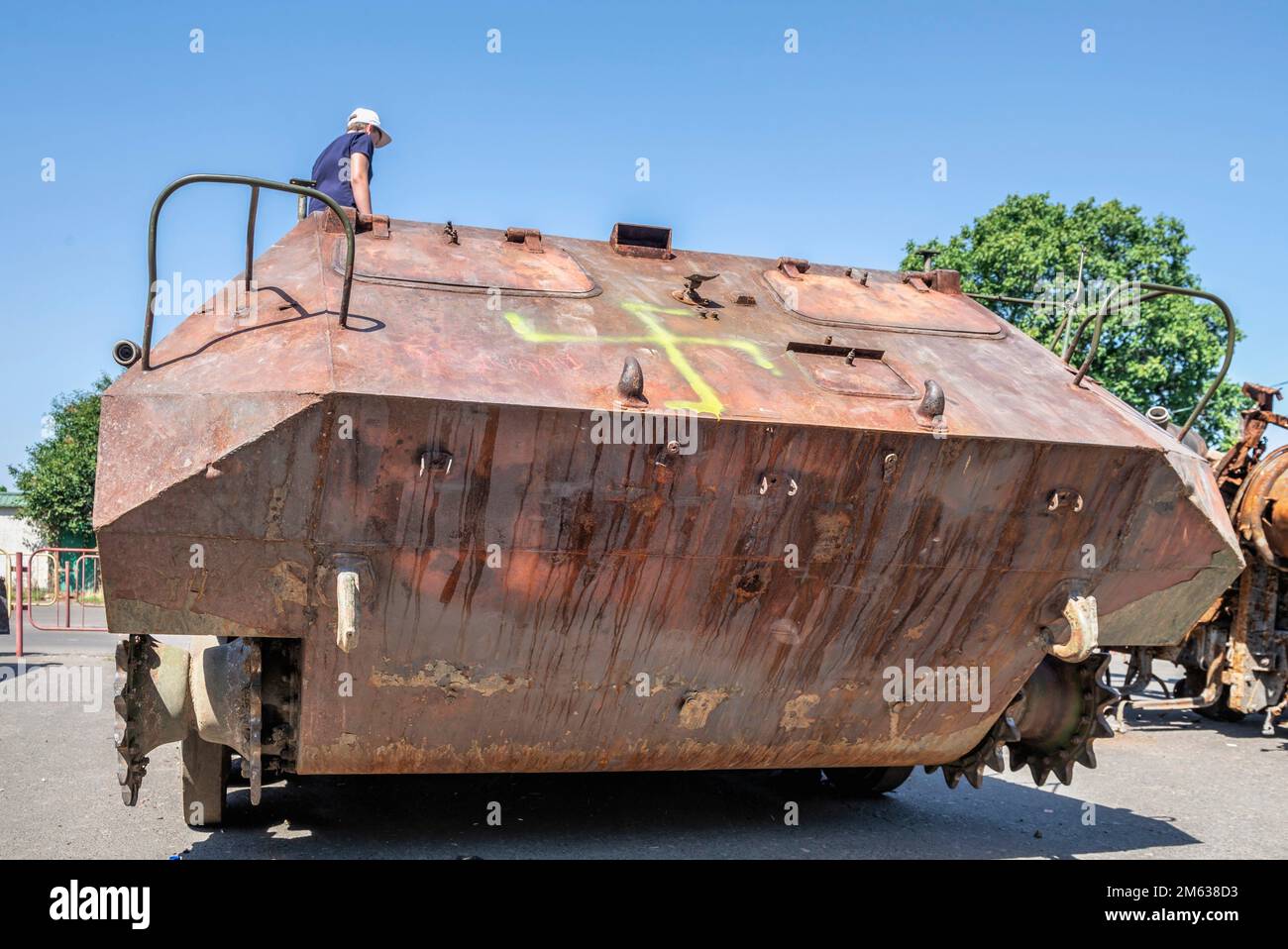 Odessa, Ukraine.Exhibition of burnt Russian military equipment during