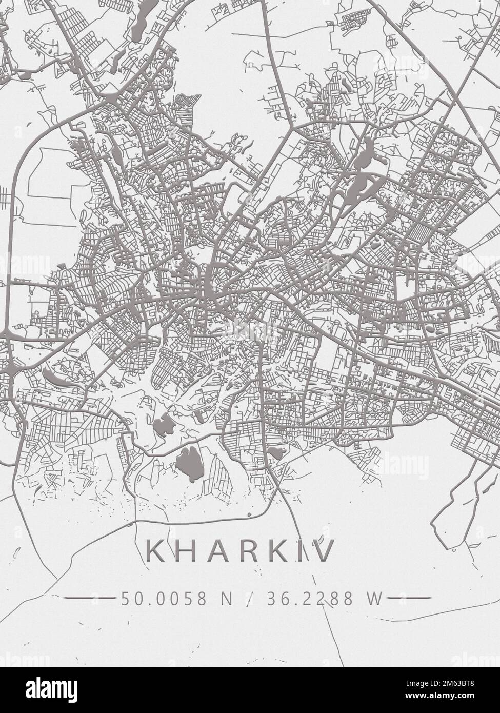 Map of Ukraine, Kharkov, city outline, borders, important cities ...