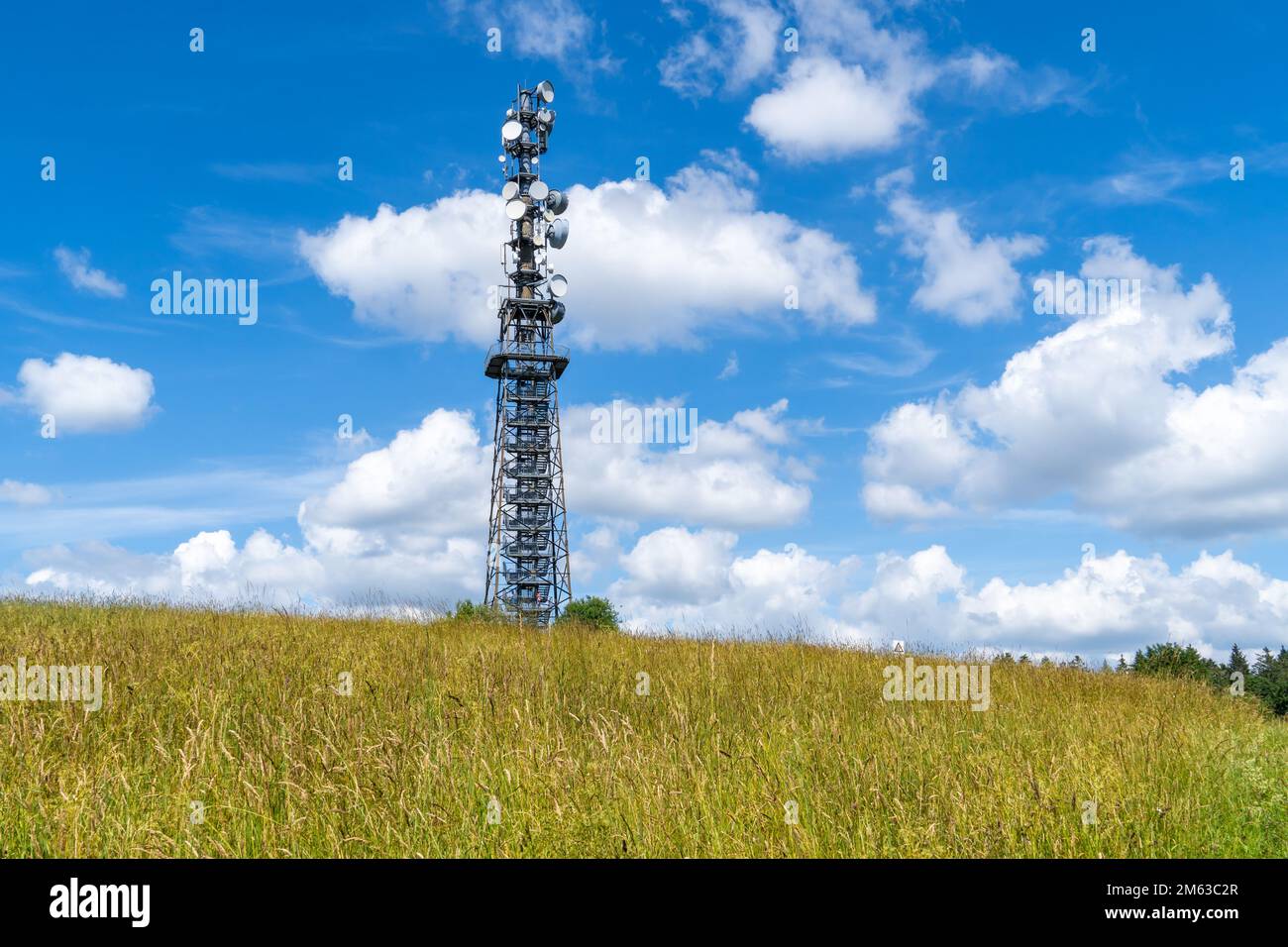 Observation tower at Schomberg Wildewiese in Sauerland. Cellular tower