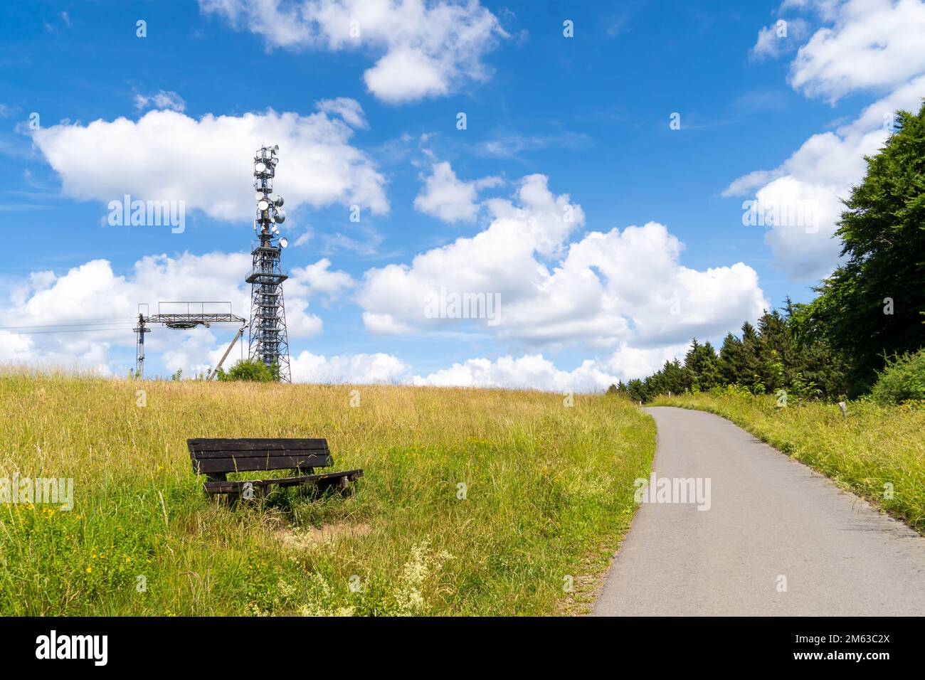 Observation tower at Schomberg Wildewiese in Sauerland. Cellular tower