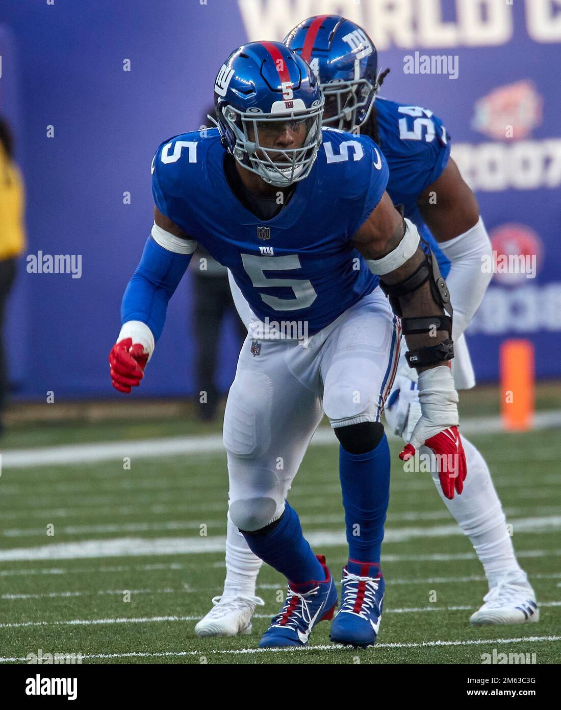 January 1, 2023, East Rutherford, New Jersey, USA: New York Giants  defensive end Kayvon Thibodeaux (5) during a NFL game against the  Indianapolis Colts in East Rutherford, New Jersey. Duncan Williams/CSM/Sipa  USA(Credit