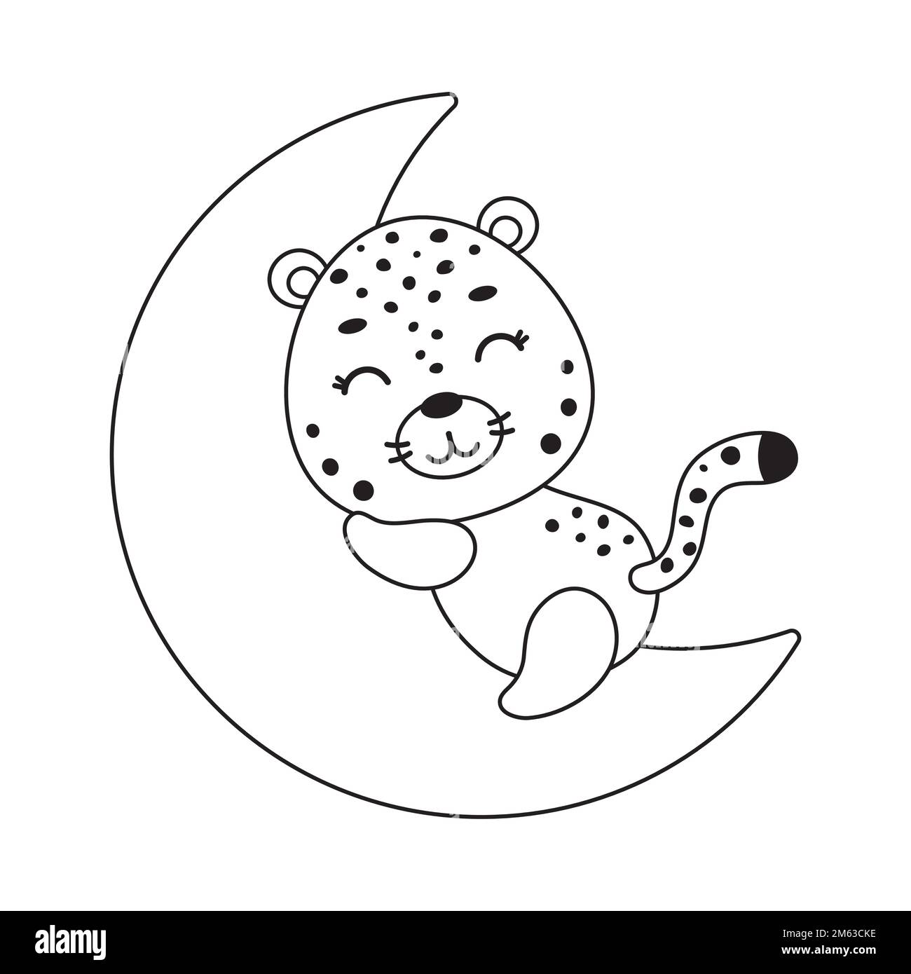 Coloring Page Cute Little Cheetah Sleeping On Moon Coloring Book For cute-pokemon-character-pikachu-vector-illustration-stock-vector-image