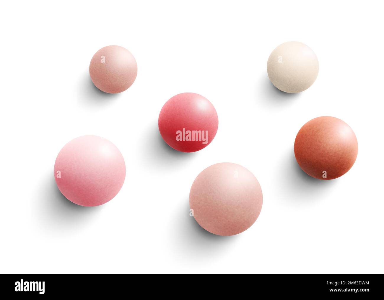 Blush balls, foundation, powder balls, meteorites. Vector colorful