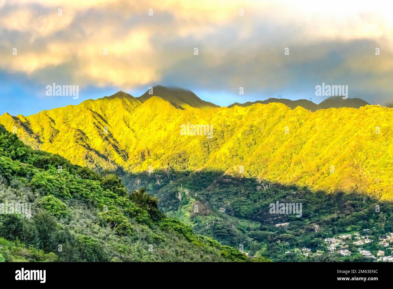Colorful Green Manoa Valley Houses Tantalus Outlook Honolulu Hawaii