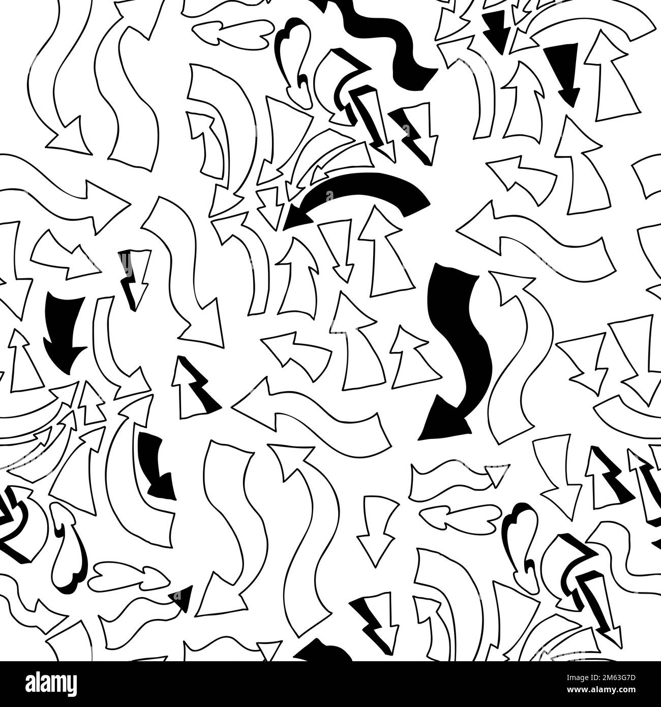 Abstract seamless pattern with arrows and pointers on white background ...