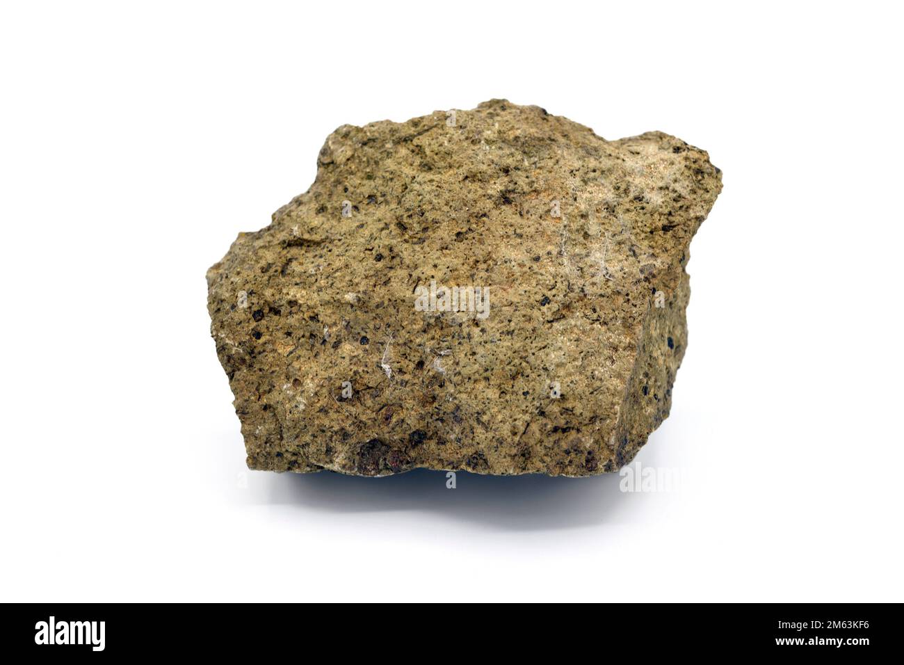 Andesite is a volcanic rock. This sample comes from Cañamares, Guadalajara, Castilla-La Mancha, Spain. Stock Photo