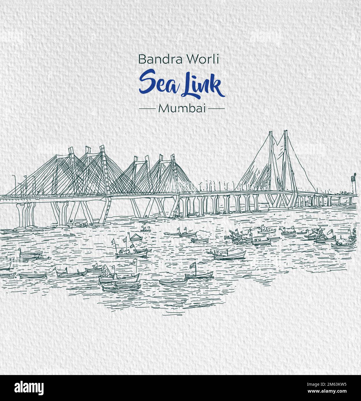 Mumbai Sea Link Skyline Bombay, Maharashtra India.Bandra-Worli Sealink