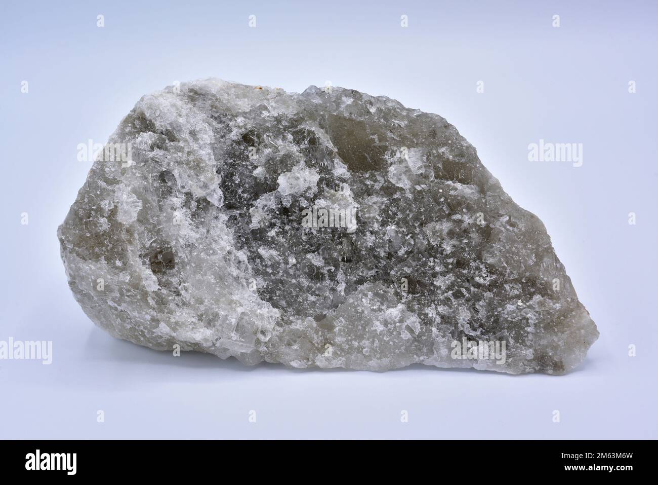 Halite or rock salt is a sodium chloride mineral. This sample comes from Cardona, Barcelona, Catalonia, Spain. Stock Photo