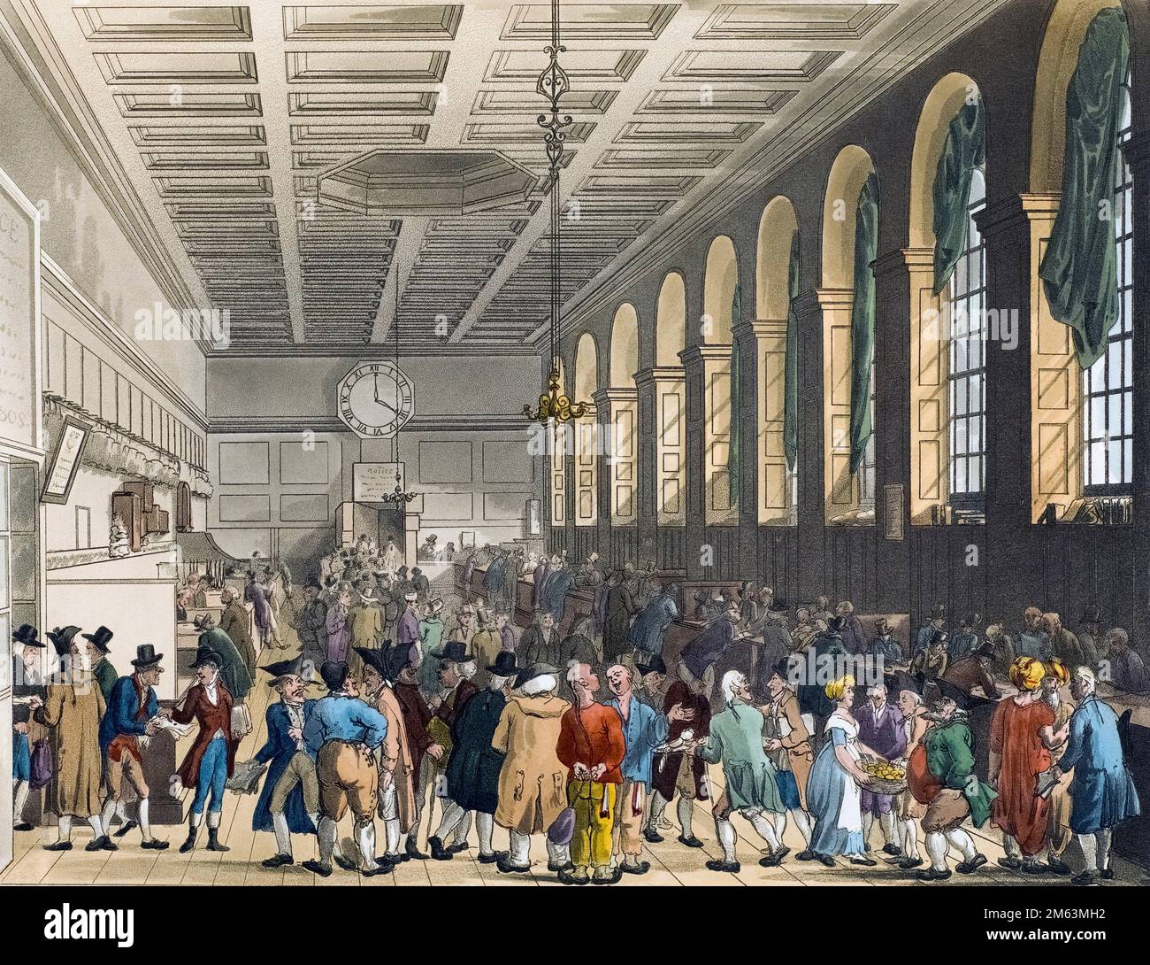 The Long Room, Custom House. Circa 1808. After a work by August Pugin