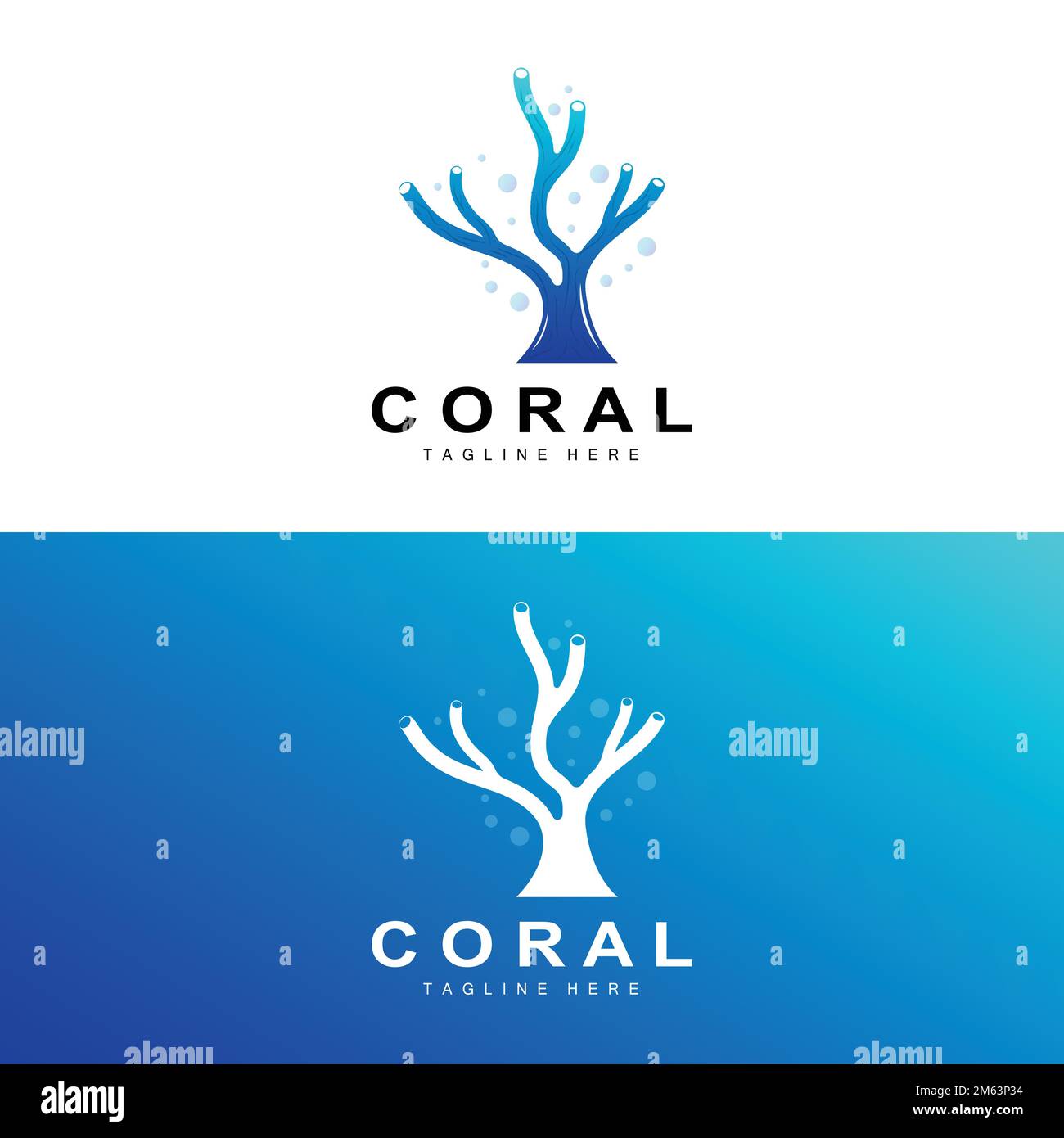 Coral Logo, Sea Plants Place Marine Animals, Ocean Vector, Seaweed